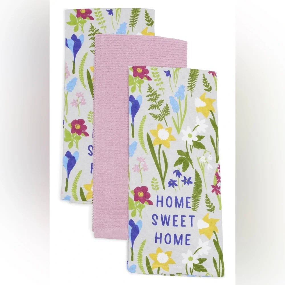Set of 3 Home Sweet Home Towels, Multi, NWT